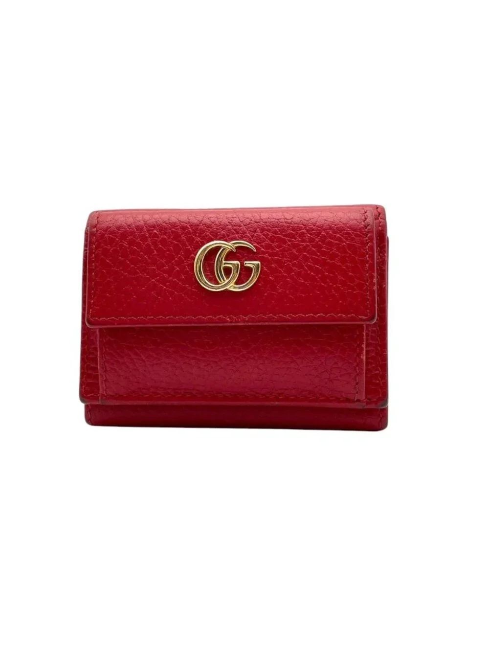 Gucci Wallet Petit Marmont GG Trifold Mini Compact Leather Rose Red Gold Double